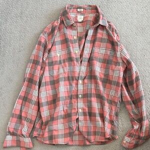 J. Crew Red and Gray Plaid Casual Shirt